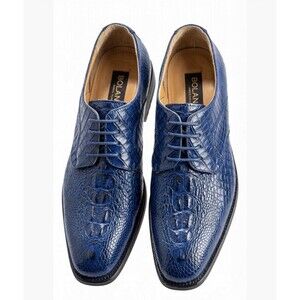 Bolano Men's Dress Shoes Size 9.5 Blue Faux Croc Designer Business Attire
